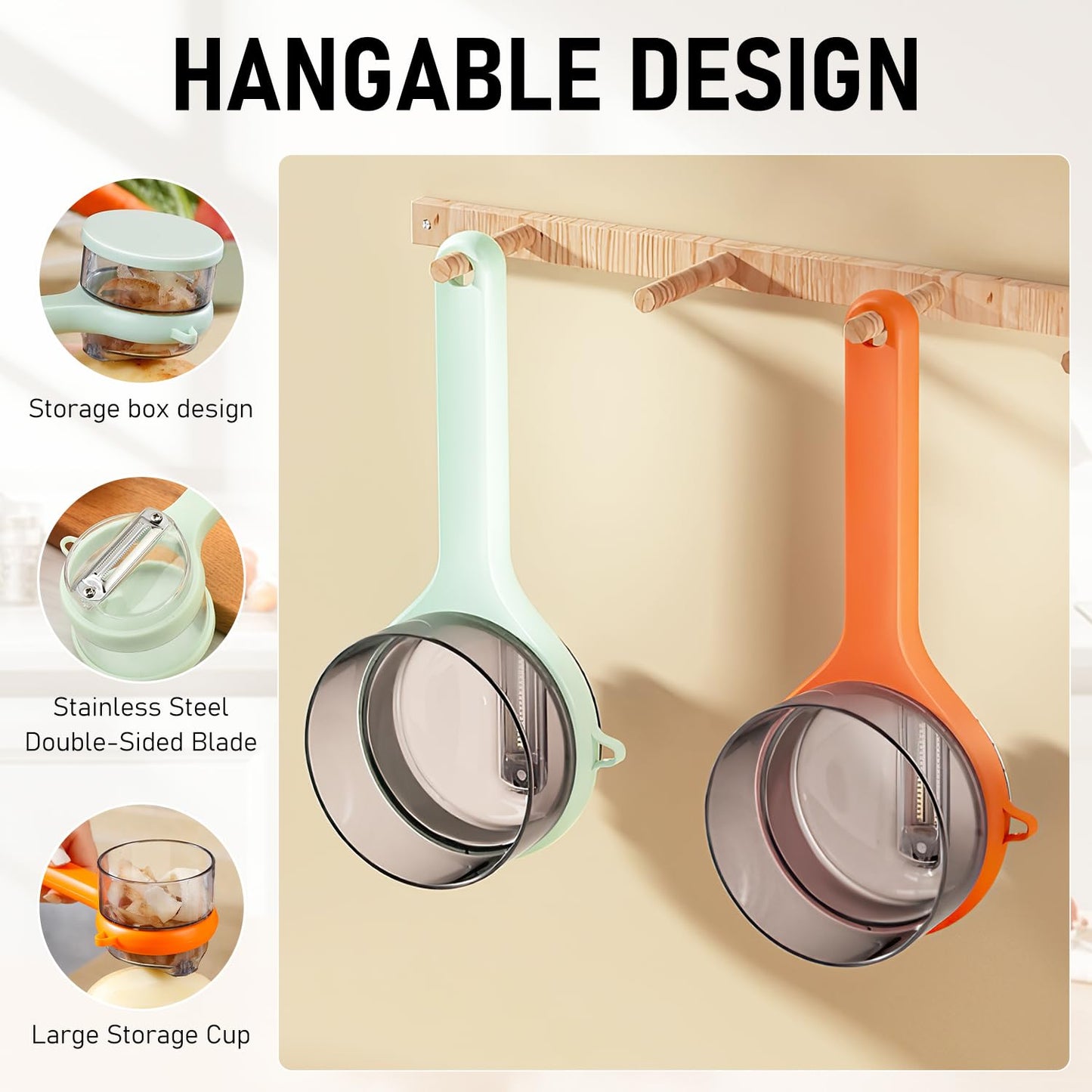 Vegetable & Fruit Peeler with Storage Box | Multi-Purpose Kitchen Peeler for Potato, Carrot, Apple & More | Handy Kitchen Tool with Container for Easy Storage